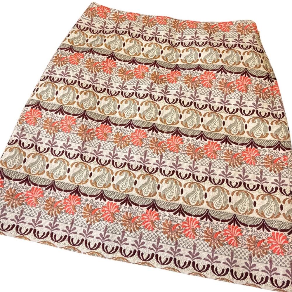 LOFT Petites Jacquard Paisley Floral Mini Skirt Orange 0P